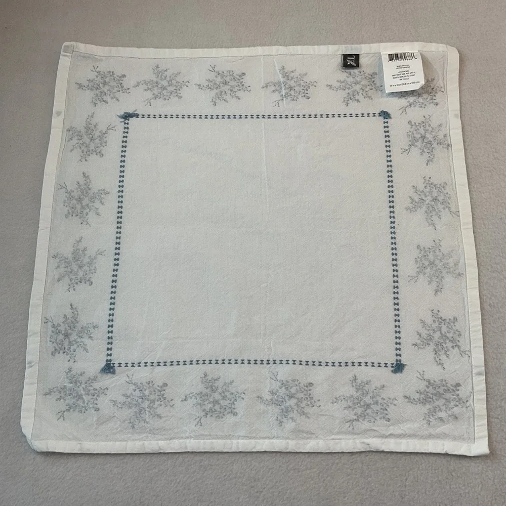 My Texas House Blue Floral White Cotton Napkins Set of 10 Square